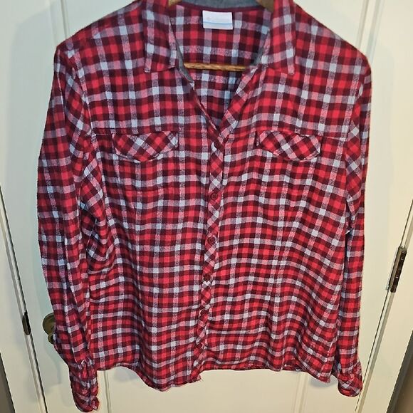 Columbia Tops - Columbia Maroon And Red Checkered Shirt Size XL